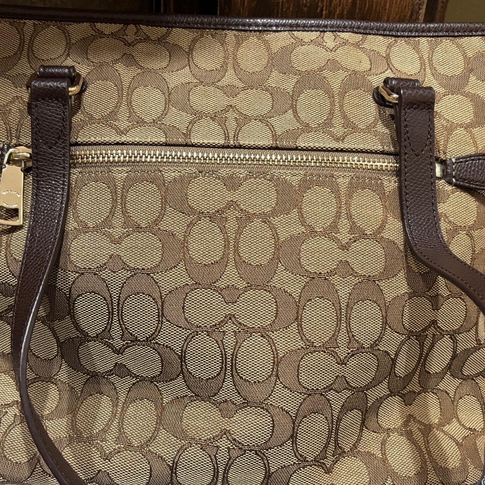 Coach Signature Canvas Zip Top Tote Bag F55364 - Picture 4 of 9